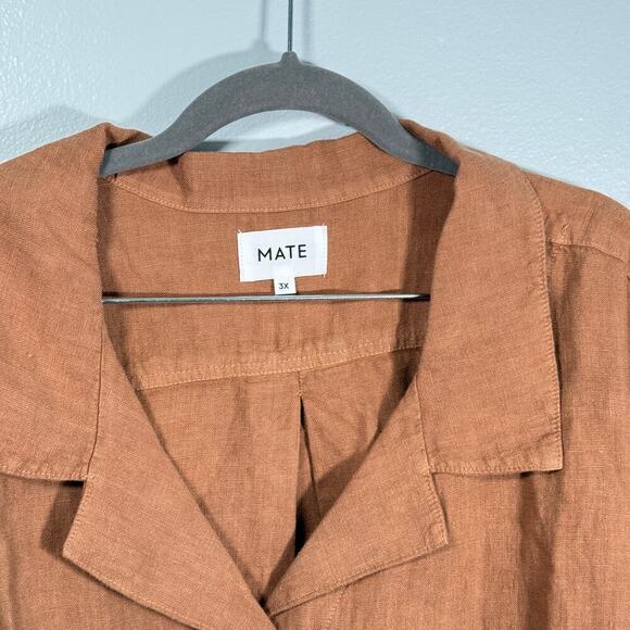 Mate the Label 100% Linen Button Front Short Sleeve Shirt 3X Organic Workwear - Picture 8 of 8